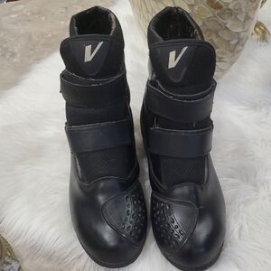 Vega Stylish Black Moto Boots with Velcro Straps